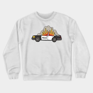 Burning cop car Crewneck Sweatshirt